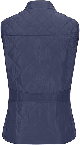 Miniatura 4 de SHOPESSA Chalecos acolchados para mujer, ligero, cuello alto, con cremallera, chaleco acolchado con bolsillos, chaleco acolchado delgado
