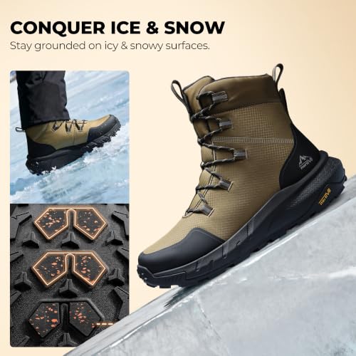 Image of NORTIV 8 Men's Wide Winter Boots Grip on Snow Ice | Insulated Waterproof Lightweight Comfortable Hiking Outdoor Boots Snowgrade