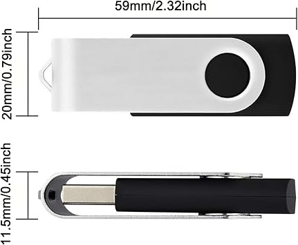 3パック 128GB USBフラッシュドライブ Type Cアダプターと収納ボックス付き USB 2.0 高速メタルペンドライブ 360°回転可能なストレージメモリースティック 携帯電話/パッド/PC/ノートパソコン/Android用 - ブラック 3パック 128GB