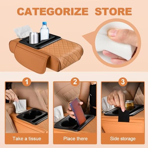 Reposabrazos de coche universal, cojín de consola central y almacenamiento extra 6