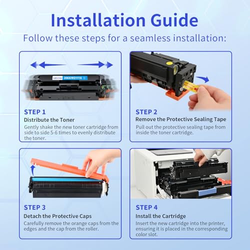206X Toner Cartridges 4 Pack High Yield (with Chip) Compatible Replacement for HP 206X 206A for Color Laserjet Pro MFP M283fdw M283cdw M283fdn M282nw Pro M255dw M255nw M283 M255 Printer W2110X W2110A - Thumbnail 6