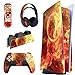 PlayVital Adesivo Skin per ps5 Console&Controller&Telecomando&Cuffie&Base di Ricarica Sticker Decal Cover Vinile per ps5 Standard Edition-Sole Fiammeggiante