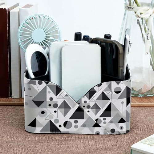 Porte-stylo rectangulaire gris géométrique abstrait pour bureau