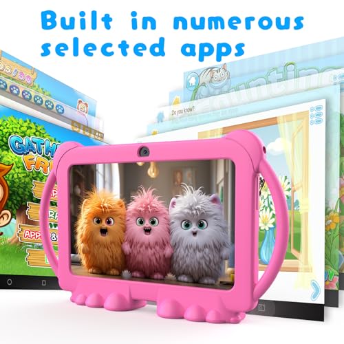 Image of Kids Tablet 7 inch for Girls Boy Android Tablets for Kids, 4GB RAM 32GB ROM Toddler Tablet, WIFI Bluetooth, Safety Eye IPS Screen, Parental Control, Dual Camera Shockproof Case for Educational Games