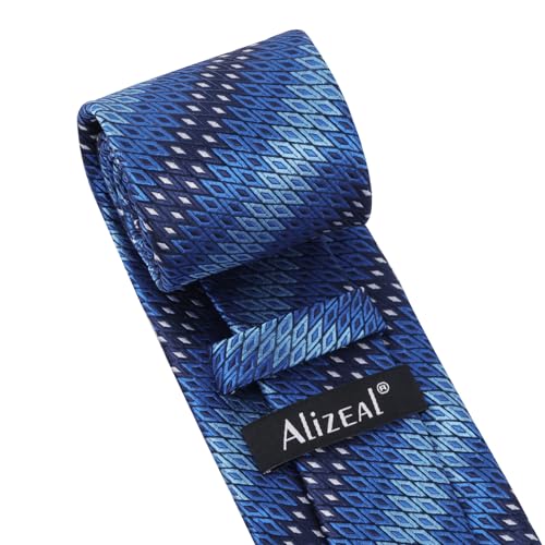 Image of Alizeal Mens 3.15'' Gradient Novelty Pattern Tie Set with Pocket Square Casual Color Tie Set