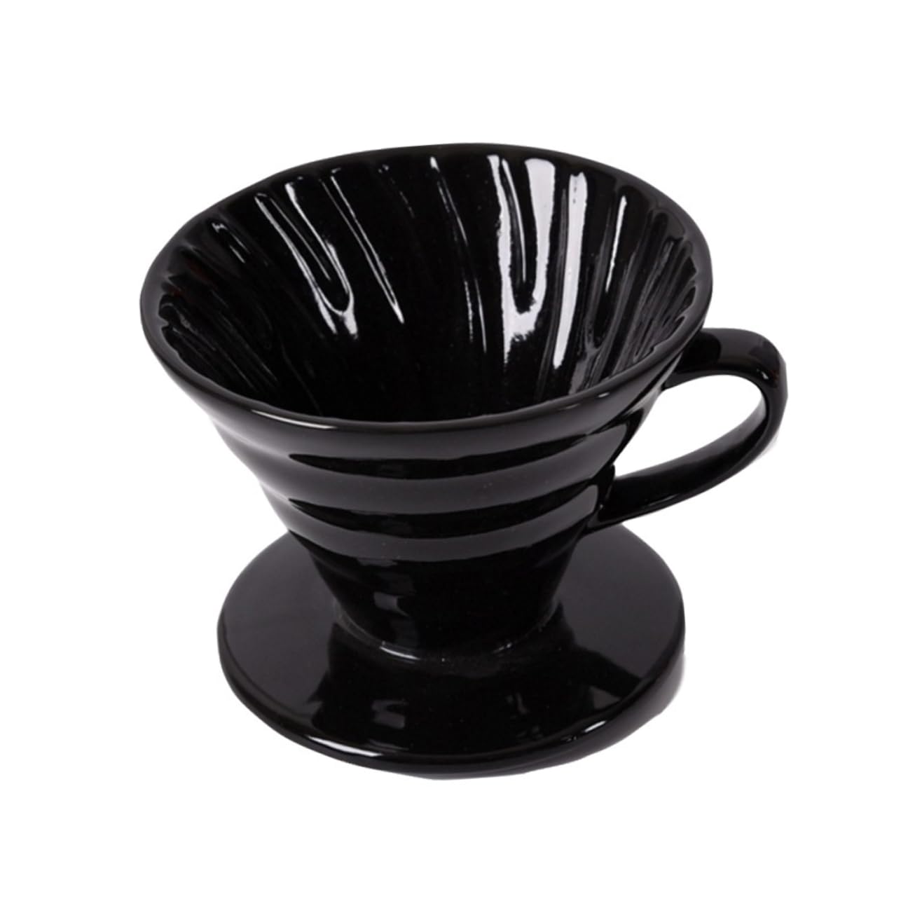 CONGARTENO 1pc Ceramic Cone-shaped Coffee Filter Cup Handmade Dripper for People Glossy Black for Brewing