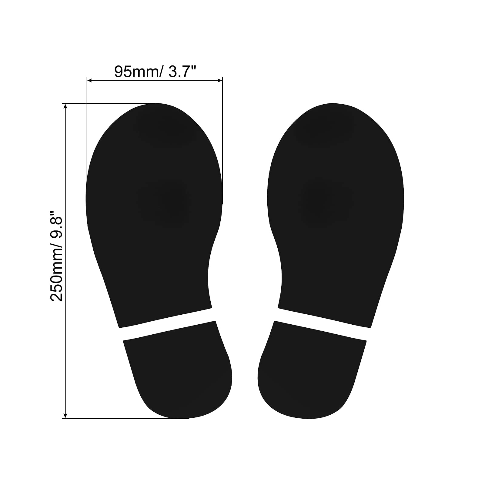 PATIKIL 10x3.7" Footprint Sticker, 4 works PVC Shoes Floor Decal Sign for Class Decor Stair Guide Black - Image 2