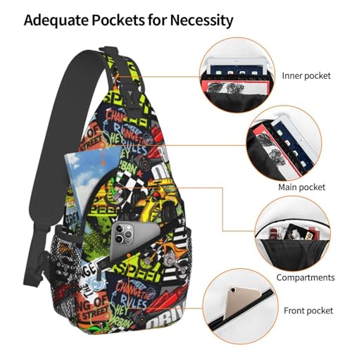 Dirt Bikes Car Racing Sling Backpack Unisex Crossbody Chest Bag Shoulder Chest Bag For Women Men Hiking Travel4