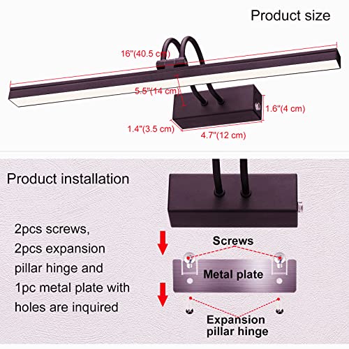 Funchday Picture Light Wireless, Rechargeable Battery Operated Painting Light With Remote, Dimmable 48 Led Art Lighting, 16" Picture Lights For Wall Paintings,Gallery Display,Dartboard (Bronze) #TOP6