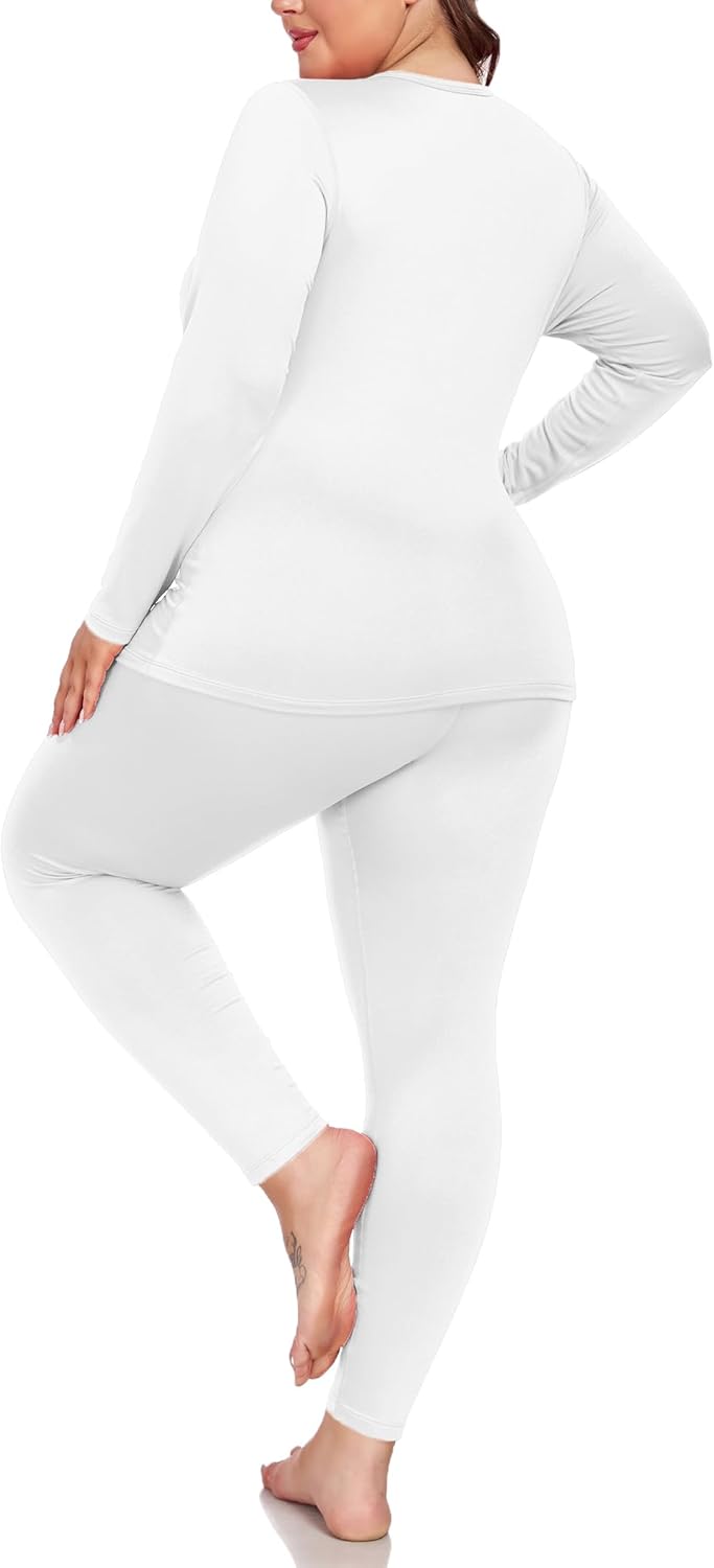 Women's Plus Size Thermal Sets for Women Underwear Long Johns Long Sleeve Base Layer Top and Bottom Sets XL-5XL - Image 2