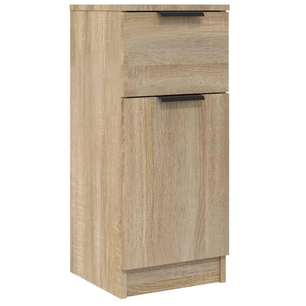Drewniany Kredens, Solidna Płyta MDF, Szafka do Przechowywania z 2 Półkami i 1 szufladą do Salonu lub Sypialni, 30x30x70 cm (1 x Sideboard)