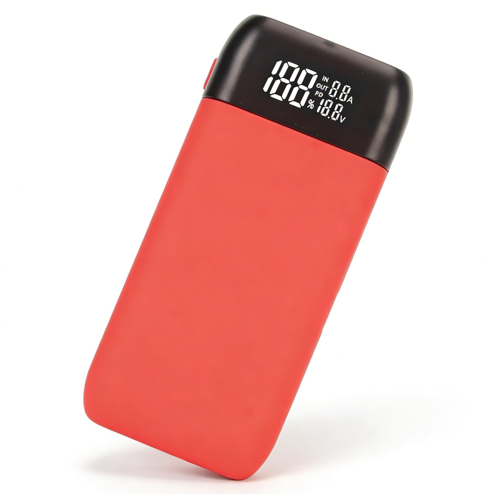 Chargeur Rapide Double Rôle PB2S Type-C, Chargeur de Batterie LCD Portable Universel pour Batterie Rechargeable Li-ION 3,6 V 3,7 V Compatible 18700 20700 Rouge