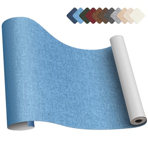 補修テープ 布 40 x 200cm リネン製 補修布シート ソファ 補修シート リネンパッチテープキット、椅子、枕、カーテン用ファブリックパッチテープ 青