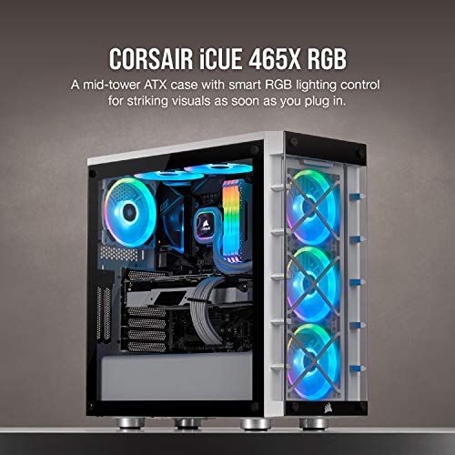 iCUE 465X RGB Vetro Temprato Smart Case Mid-Tower ATX, Pannelli Laterali e Anteriore in Vetro Temprato, Tre Ventole LL120 RGB Incluse, Opzioni Versatili di Raffreddamento, Bianco - Case PC - Immagine 3
