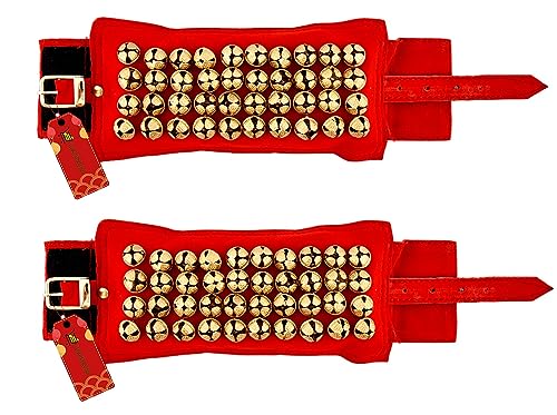 Image of UAPAN 4 line Bells Velvet Pad for Classical Bharatanatyam Kathak Dance with Adjustable Strap(Velvet Belt with Velcro)