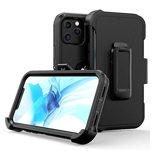 TASHHAR Phone Case for iPhone 12 Pro Max Phone, Heavy Duty Hard Shockproof Armor Protector Case Cover with Belt Clip Holster for Apple iPhone 12 6.7 5G 2020 (Black)