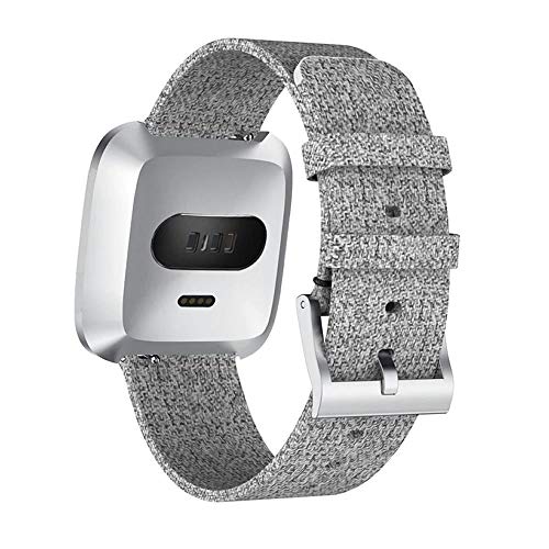 Pulseira Nylon para Fitbit Versa - Fitbit Versa 2 - Fitbit Versa Lite - Marca Ltimports (Cinza)
