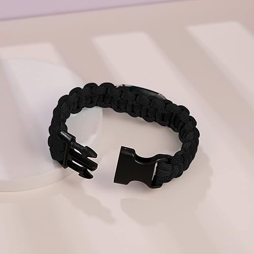 Miniatura 5 de Pulsera de alerta médica Paracord para hombres y mujeres Pulsera de identificación médica de acero inoxidable con hebillas de liberación lateral