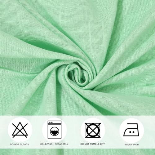 Image of THE LINEN COMPANY Window Curtains Sheer Cotton Curtains with Pom Pom Lace Rod Pocket Light Filtering Transparent Net Curtains for Window Curtains Door Curtains Living Room Ocean Green 4 Ft Pack of 2
