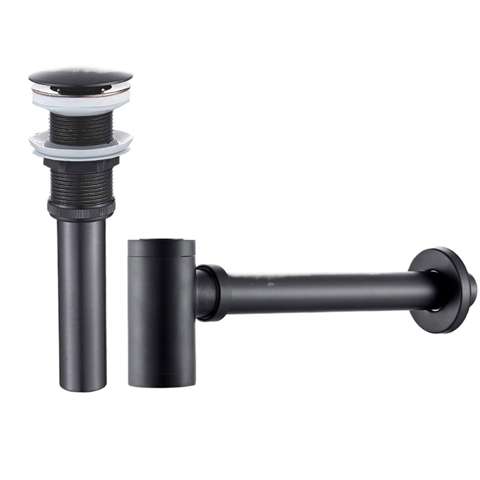 Kits de tubería desagüe for lavabo baño antiguo con sifón y accesorios latón Para Fregaderos(Black no hole)