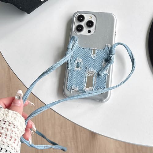 Étui de téléphone avec porte-cartes iPhone 15 14 13 Pro Max coque cuir rigide bleu