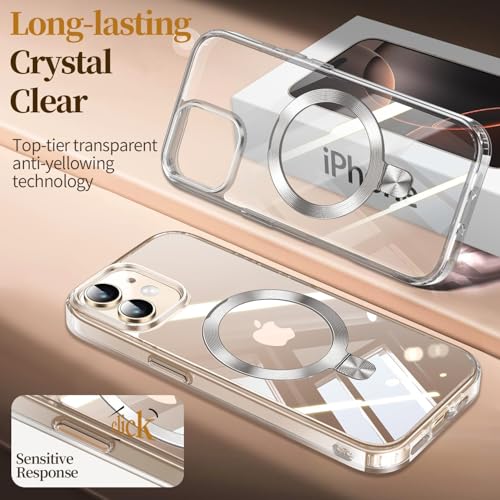 Image of ESTPEAK CD Mag-Stand Case for iPhone 12 /12 Pro Case with Invisible Magnetic Ring, [Compatible with MagSafe] [Never Yellowing] Top Clear Phone Case Cover for iPhone 12 /12 Pro 6.1 inch Men Women, Clear