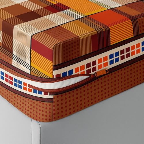 Opiniones y reviews de Costo de Colchon Matrimonial favoritos de las personas. 45 DuVló Cubre Colchón Protector con Cierre silenciosa, Lavable a máquina, Suave para Dormir cómodamente por la Noche (Cuadros Cafes, Matrimonial)