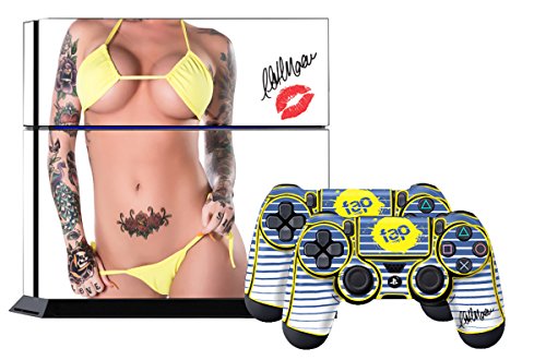 Ps3 Console Designer Skin for Sony Playstation 3 System Plus Two(2) Decals For: Ps3 Dualshock Controller - Christy Mack Supaclean by FapWrap