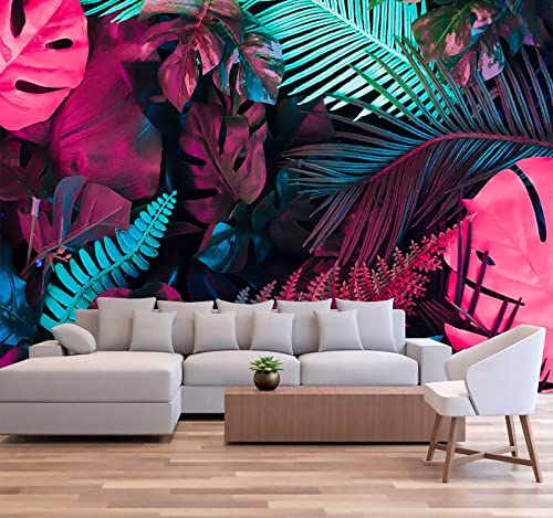 Reyhui Tropical Wallpaper Banana Leaves Mural Wallpaper Papel Leaf Tapiz Para Pared Colorful Plant Wall Mural For Bedroom Living Room (Not Self-Adhesive) #TOP2