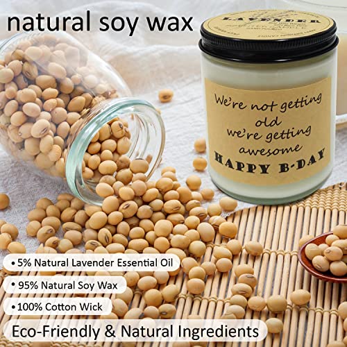 Candles Gifts For Women, Happy Birthday Candles Gifts For Her Mom Sister, 8Oz Lavender Scented Candle, Soy Wax Jar Candles Birthday Gift For Friends Men Female Coworker With Wood Gift Box #TOP3