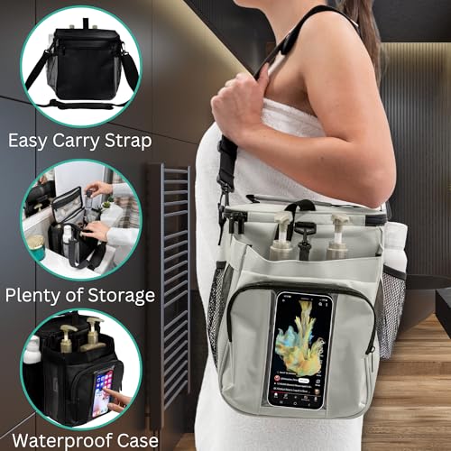 Portable-Shower-Caddy-Bag-Large-Capacity-Quick-Dry-with-Metal-Hook-Hanging-Shower-Bag-Breathable-Mesh-Toiletry-Shower-Tote-for-Gym-and-College-Dorm-Grey-Extra-Large