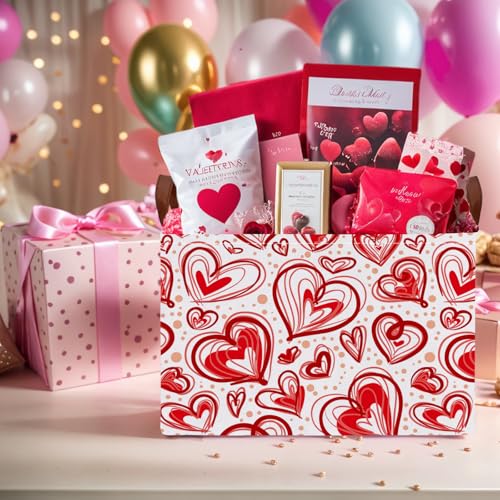Image of Cute Heart Valentine's Day Basket Gifts Empty Storage Basket for Kid and Baby Room Decor (Red Creative Love)