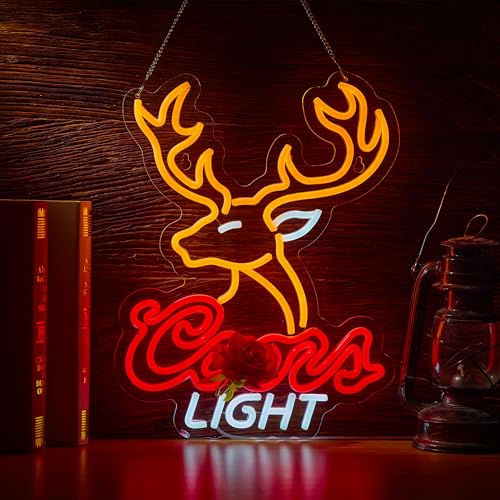 Deer Head Crs Light Neon Sign for Wall Dcor Beer Bar LED Lights for Man Cave Signs with Dimmer for Bar Pub Restaurant Store Party Gift Led Art Wall Decor