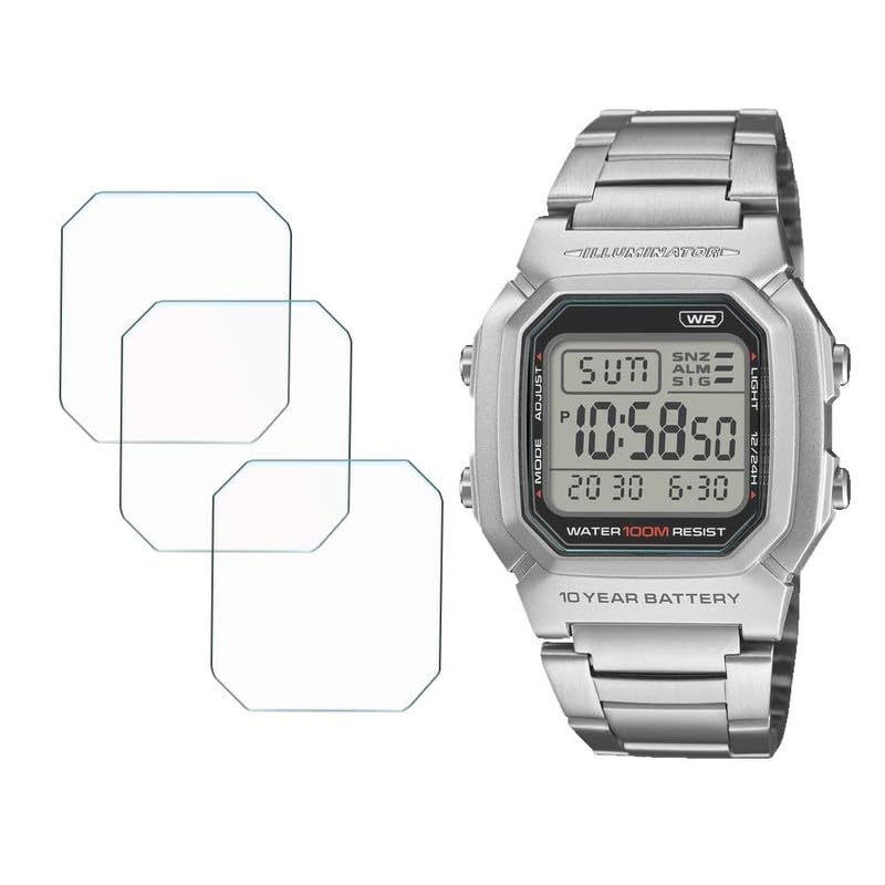 Image of FCS Smart Watch screen guard for CASIO W-800HD-1AV | Pack of 3 | Edge to Edge Coverage | Ultrathin 0.33mm 9H anti shock flexible screen protector