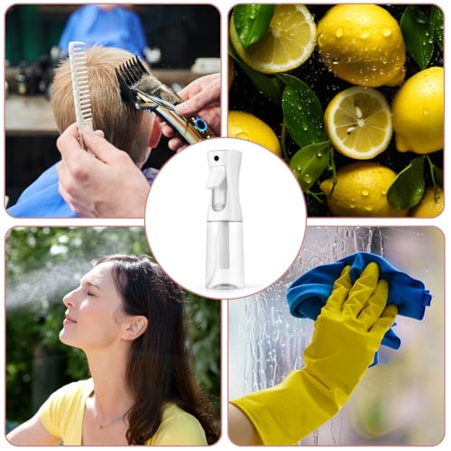 Alaoo 200 ml Kontinuierliche Sprühflaschen,Wasserflaschens Friseur Spray Auslaufsicher mit Feinem Sprühnebel Nachfüllbare,Water Spray Bottle für Haarpflege,Gesichtsreinigung,Pflanzen,Einfarbig,Weiß