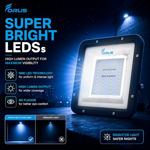 Image of Forus 30W Blue Color Flood Light Outdoor LED Waterproof Decorative Focus Lamp for Home Garden Events Security Terrace Landscape Pathway Building Festival Stage Party Celebration Lighting - 1 Pc