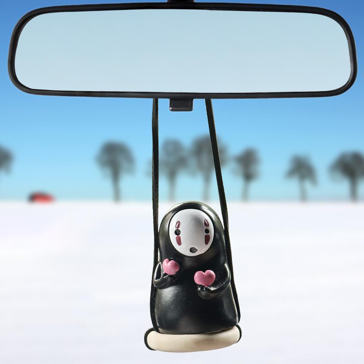 Anime Car Accessories of No Face Man loving Car Pendant Hanging Swing, for Car Rear View Mirror Accessories