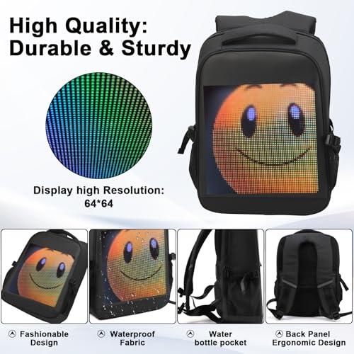 Image of Led Backpack with App Control Programmable Screen,17 inches Laptop Backpack,Waterproof led bag, Travel, Motorcycle Backpack