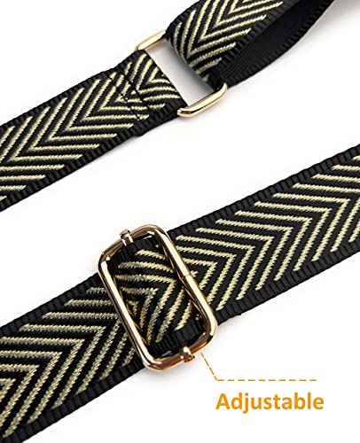 Black Bag Strap with Light Gold Buckles 1-1/2 Inch Wide Universal Replacement Adjustable Shoulder Strap Belt for Shoulder Bags Messenger Purse Crossbody Bag3