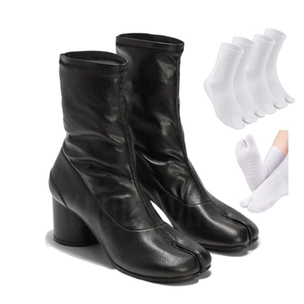 Tabi Boots Split Toe Shoes for Women Girls - 4 Pairs Tabi Grip Socks Gift Set Cute Dressy