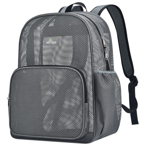 Image of MAY TREE Mesh Backpack, Heavy Duty Mesh Beach Bag for Women Men, Grey