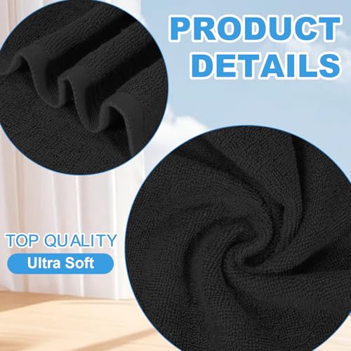Image of 12 Pack 100% Cotton Wash Cloth, 12x12 Inch Highly Absorbent and Soft Feel Fingertip Towels, Machine Washable Washcloths for Bathroom, Gym, Hotel, Spa and Kitchen, Black
