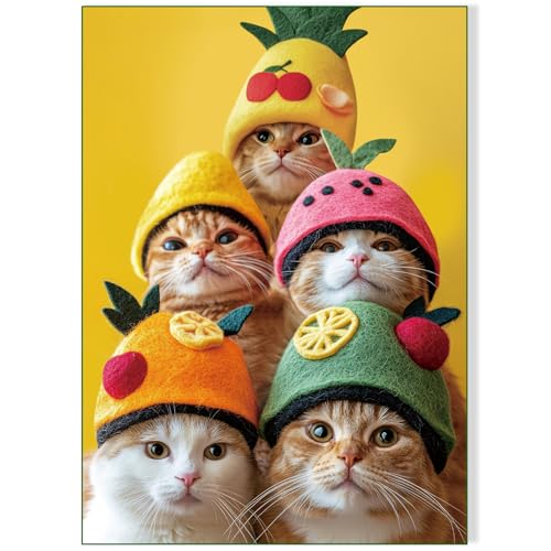 Rompecabezas de 500 piezas tamaño grande para adultos, adolescentes y niños familia juegos felices fiesta de gatos [Piezas más grandes] miniatura 1