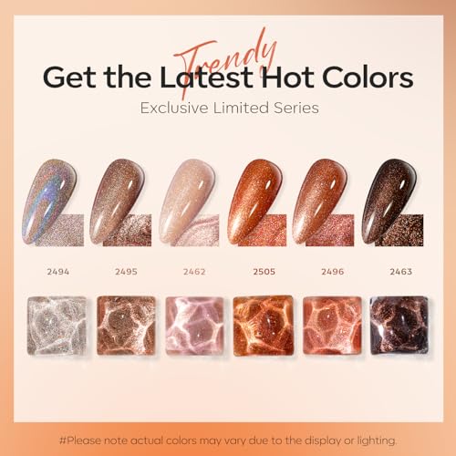 Image of modelones Glitter Nude Gel Nail Polish Set 6Colors Brown Fall