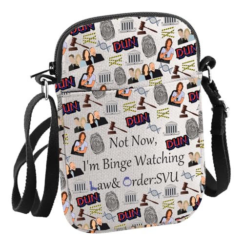 JNIAP - Law SVU Order TV Show Inspired Gift Not Now I'm Binge Watching Law & Order:SVU Crossbody Bag Law Detective Team Gift (Not Now Law CA CB)