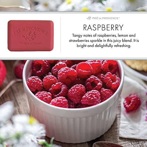 Image of Pre de Provence Artisanal Soap Bar, Enriched with Organic Shea Butter, Natural French Skincare, Quad Milled for Rich Smooth Lather, 8.8 Ounce, Raspberry