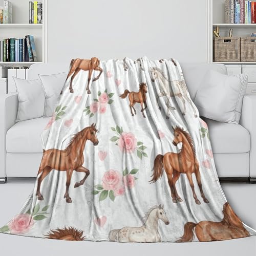 Couverture anti-bouloche en microfibre douce avec jeté de canapé cheval 3D
