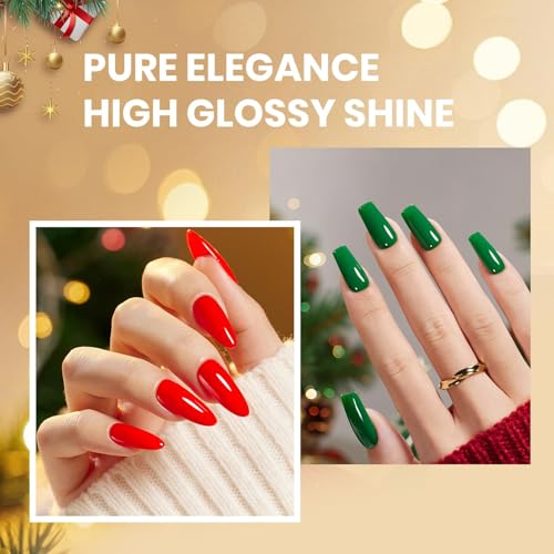Image of Beetles Green Red Gel Polish Set - Red Green Gel Polish Classic Summer Colors Soak off UV Led Lamp Needed Manicure Salon DIY Home Prelude of Celebration