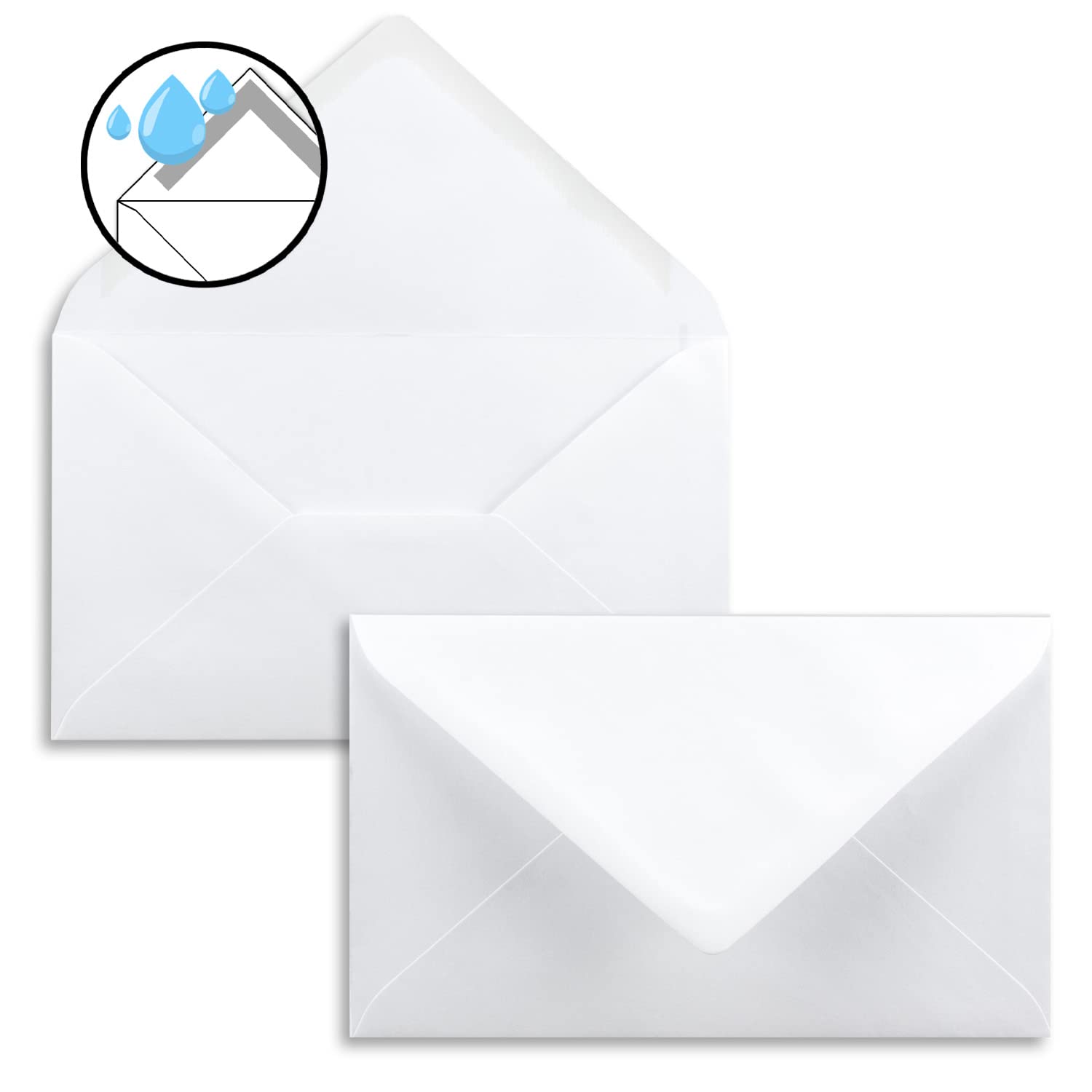 1000x Briefumschläge in Weiß größer als DIN B6 - 125 x 195 mm - Nassklebung, ohne Fenster - Kuverts für besonders starke Grußkarten - ideal für Weihnachten und Einladungen