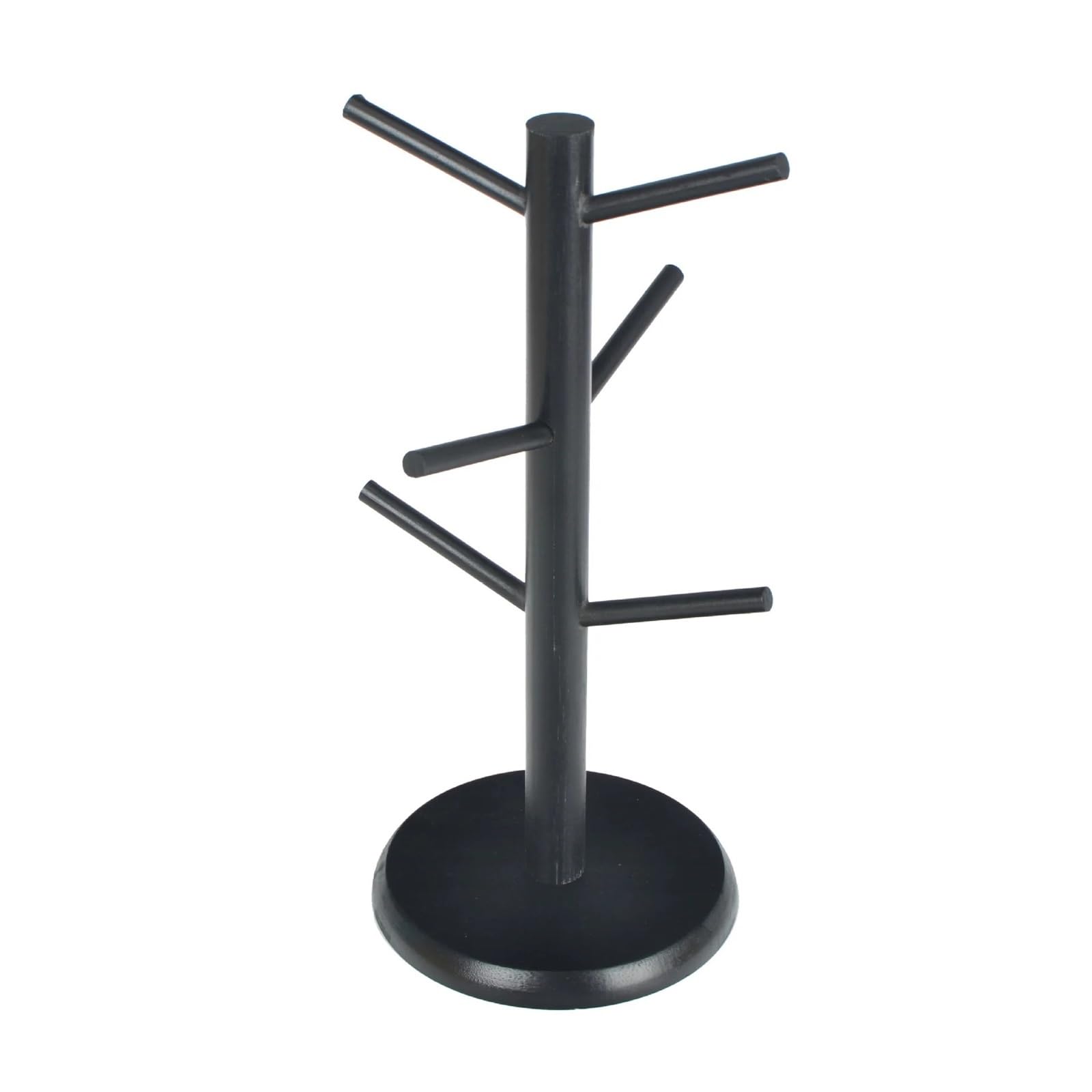 MFWHEFJ Mug Tree Set Tree Shape Wood Coffee Tea Cup Storage Holder Stand Mug Hanging Display Rack Drinkware Shelf 6 Hooks Home Kitchen(Black)